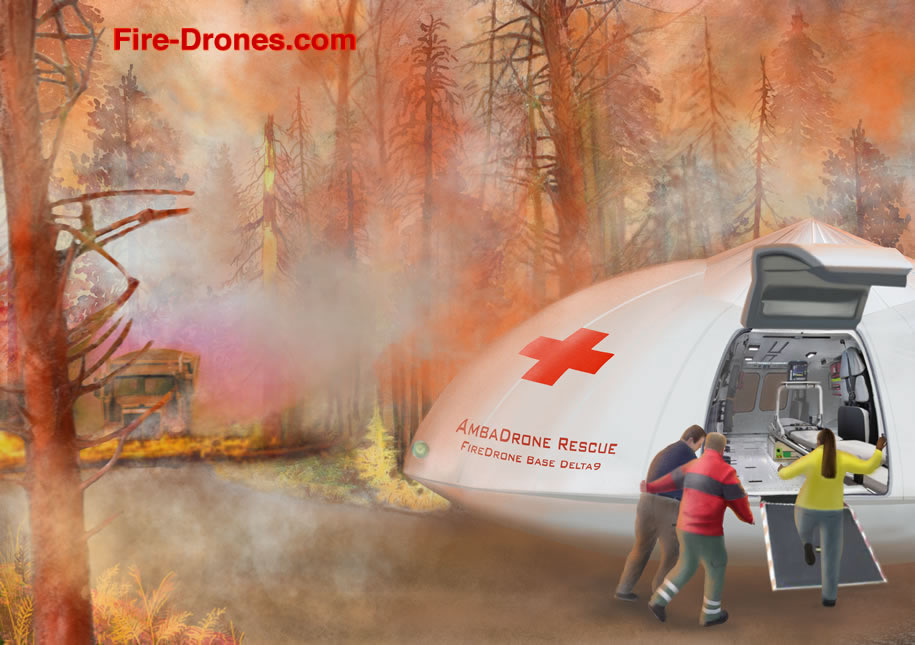 AmbaDrone performing a forest fire rescue.
